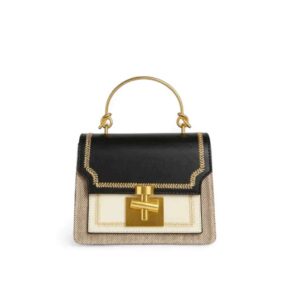 Alça de corrente removível da Bolsa Esmeralda Dourada, bolsa transversal feminina pequena verde e preto com fechos dourados
