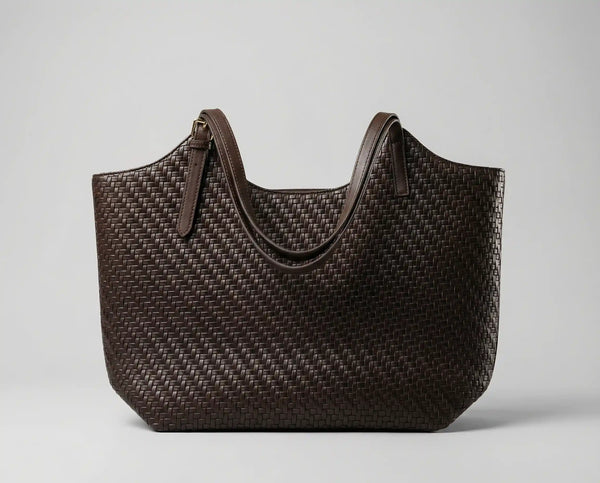 Bolsa Tote Couro Tressê Caramelo - Velucci