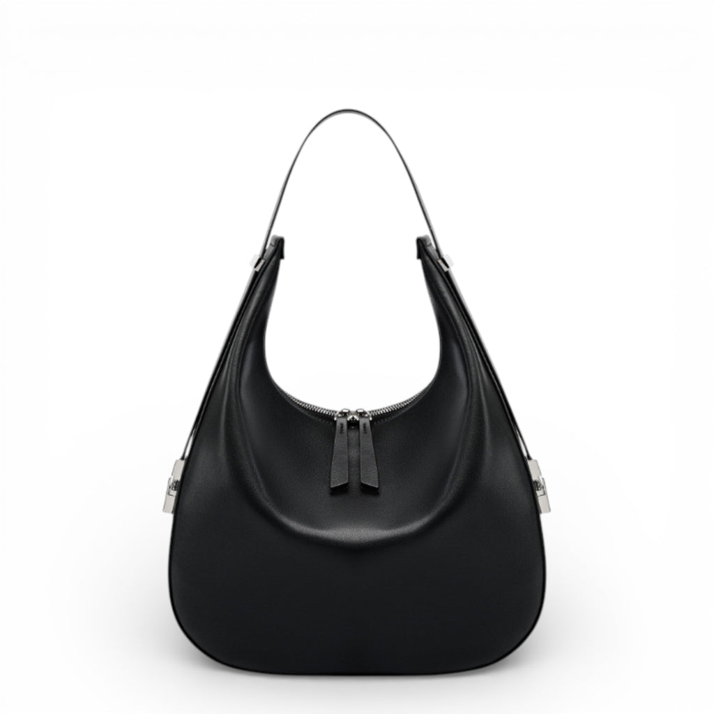 Bolsa Tote Hobo Feminina Nina – Couro Legítimo Preto
