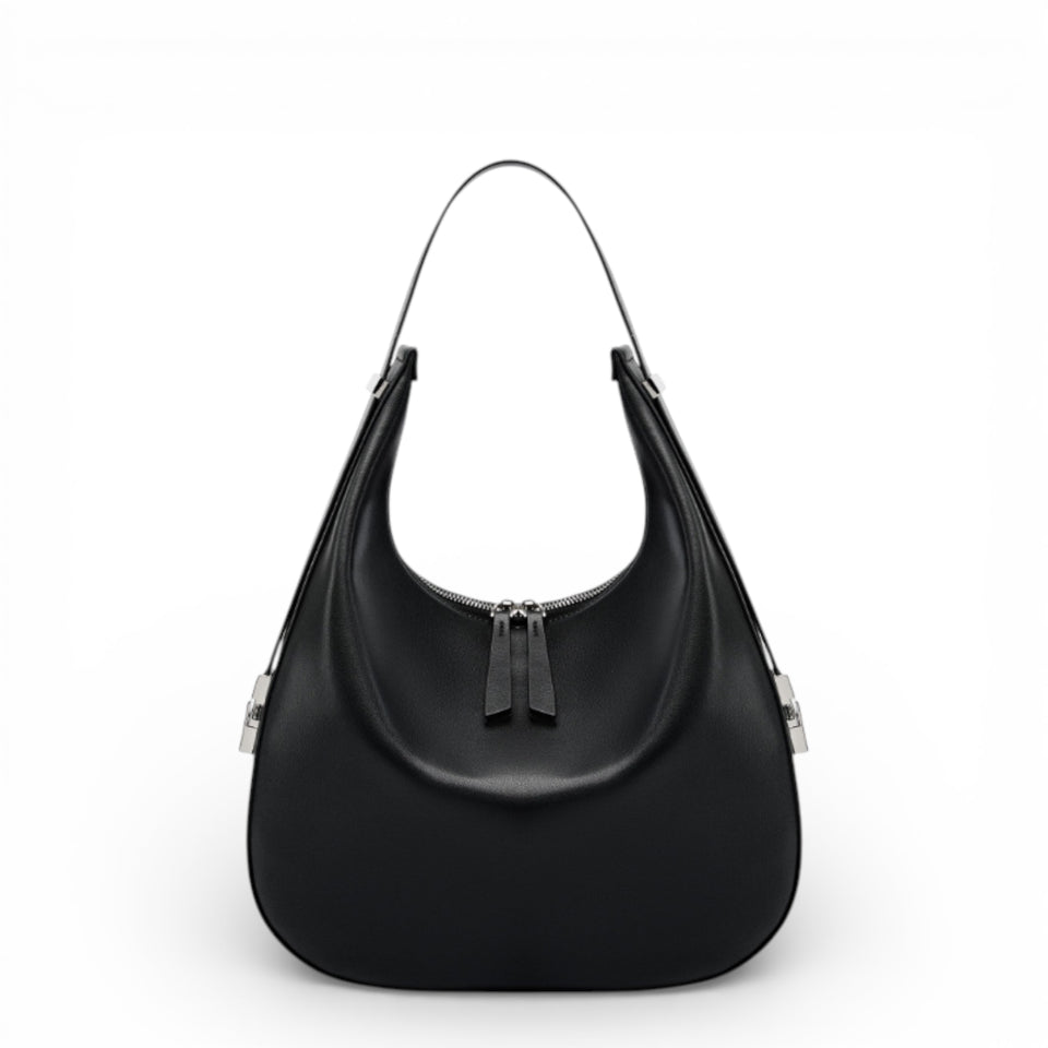 Bolsa Tote Hobo Feminina Nina – Couro Legítimo Preto