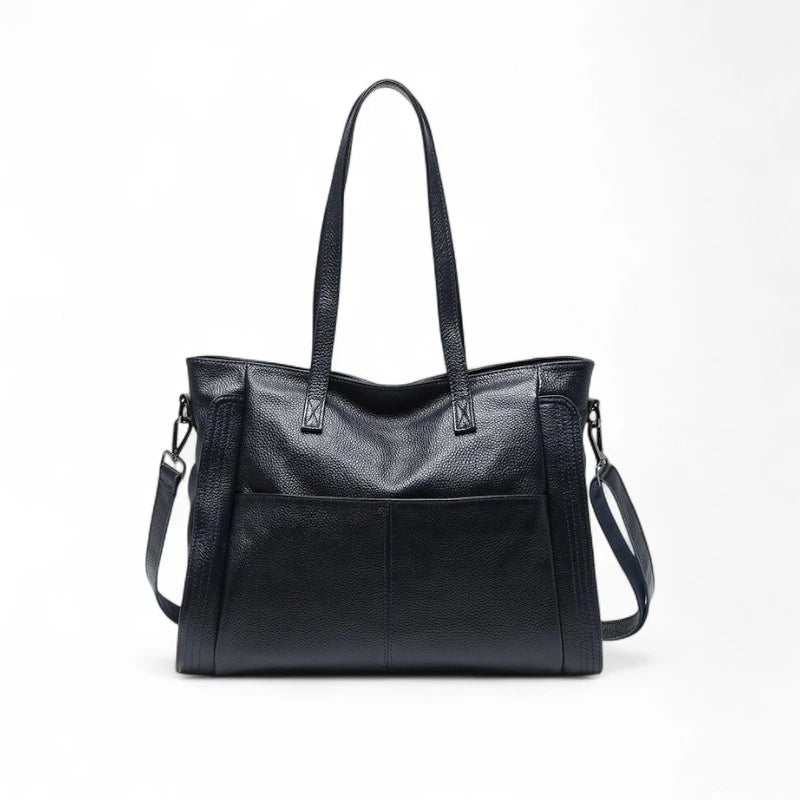 Bolsa feminina Eliana em couro legítimo preta, sofisticada e versátil para diversas ocasiões.
