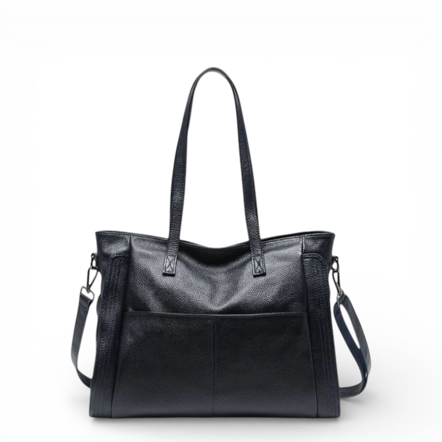 Bolsa feminina Eliana em couro legítimo preta, sofisticada e versátil para diversas ocasiões.