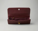 Bolsa Miami Velucci — clutch feminina aberta mostrando o interior e o ziper metálico no interior da bolsa