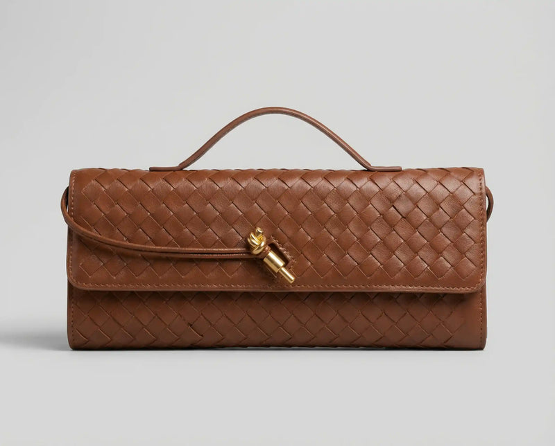 Bolsa Miami Velucci — vista frontal da bolsa miami feminina trançada cor marrom