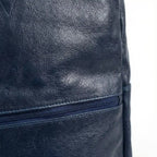Mochila Couro Legítimo Premium Trabalho - Azul Marinho Unissex